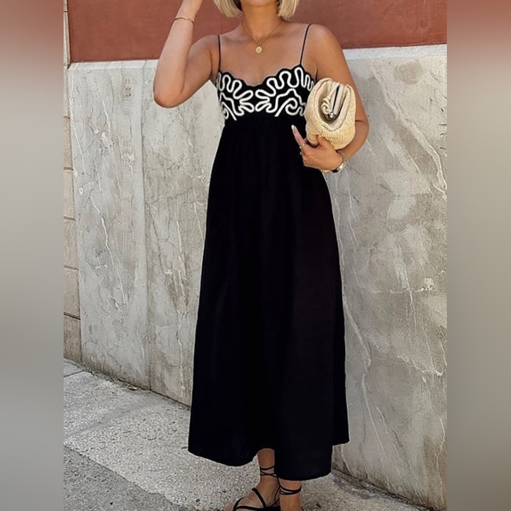 Black Flowers Maxi Dress